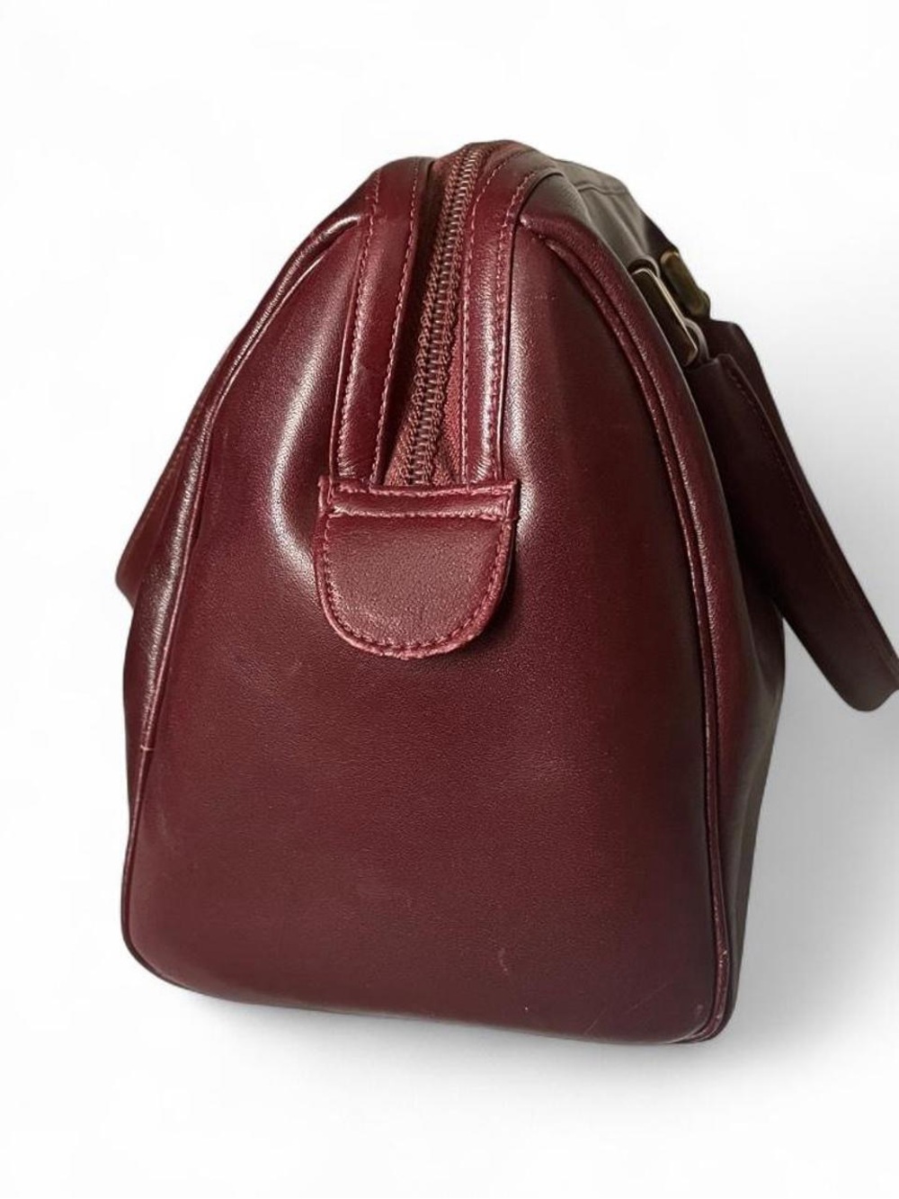 Vintage Morris Moskowitz Genuine Leather Satchel | Burgundy Oxblood Handbag - Picture 5 of 8